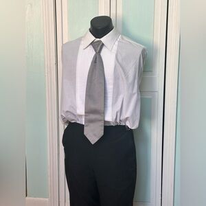 Silver Steel Chrome Satin Tie Wedding Prom Tuxedo Pre Tied clip 3 available